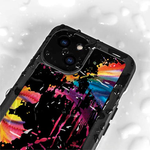 Chromatic Splatter Black iPhone 15 Plus Waterproof Case
